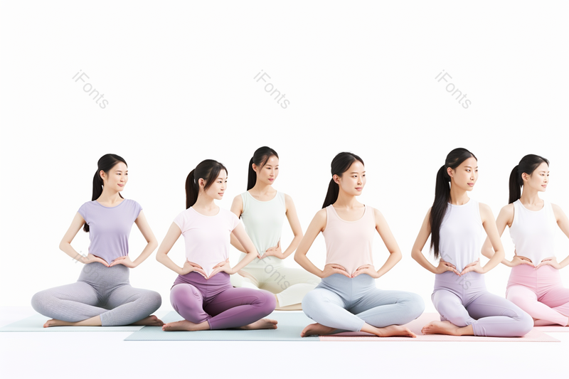 人群白底女人女性健身减肥瑜伽冥想热身健康养生摄影,高清,摄影图,摄影图片,图片大全,摄影图免费下载